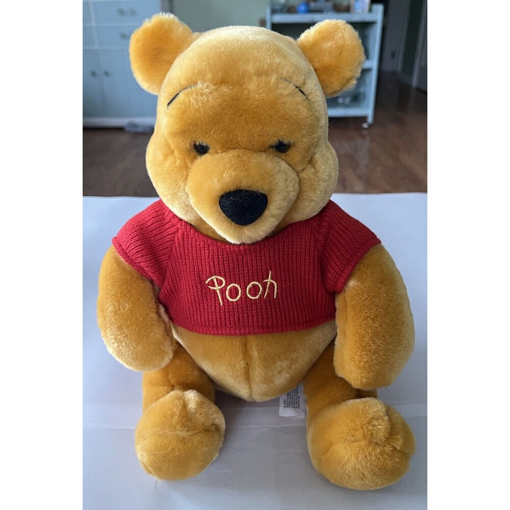 Disney Winnie the Pooh Pooh Bear Stuffed Animal Plush Red Sweater 11" - Picture 1 of 6